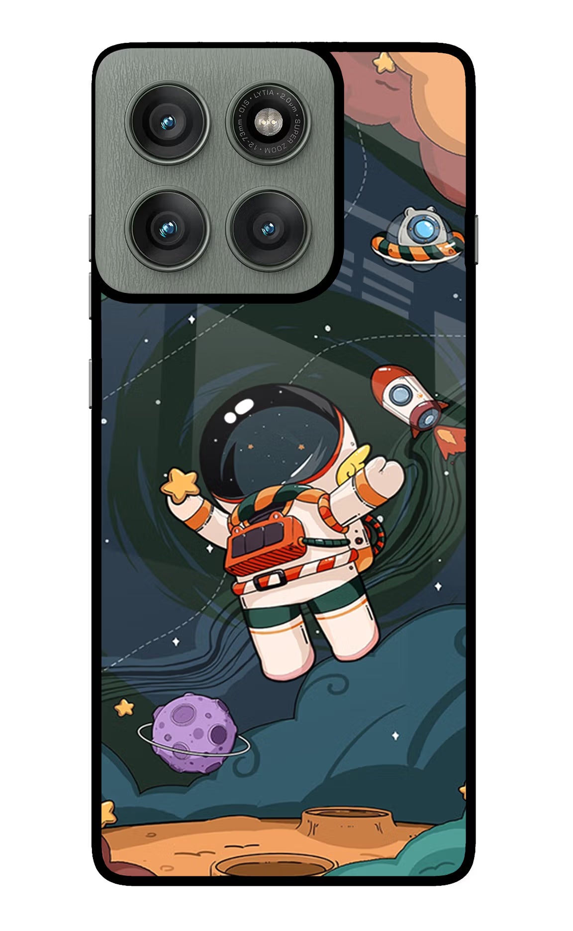 Cartoon Astronaut Case for Moto Edge 60 Pro by Casekaro