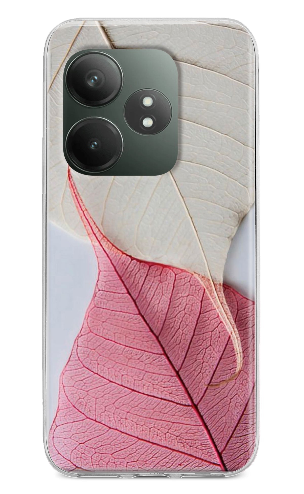 White Pink Leaf Case for Realme GT 6T 5G