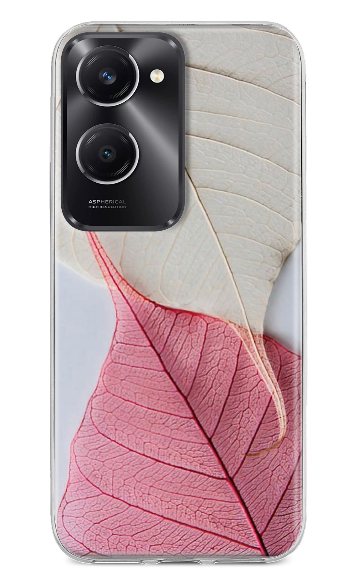 White Pink Leaf Case for Vivo T3 Lite 5G