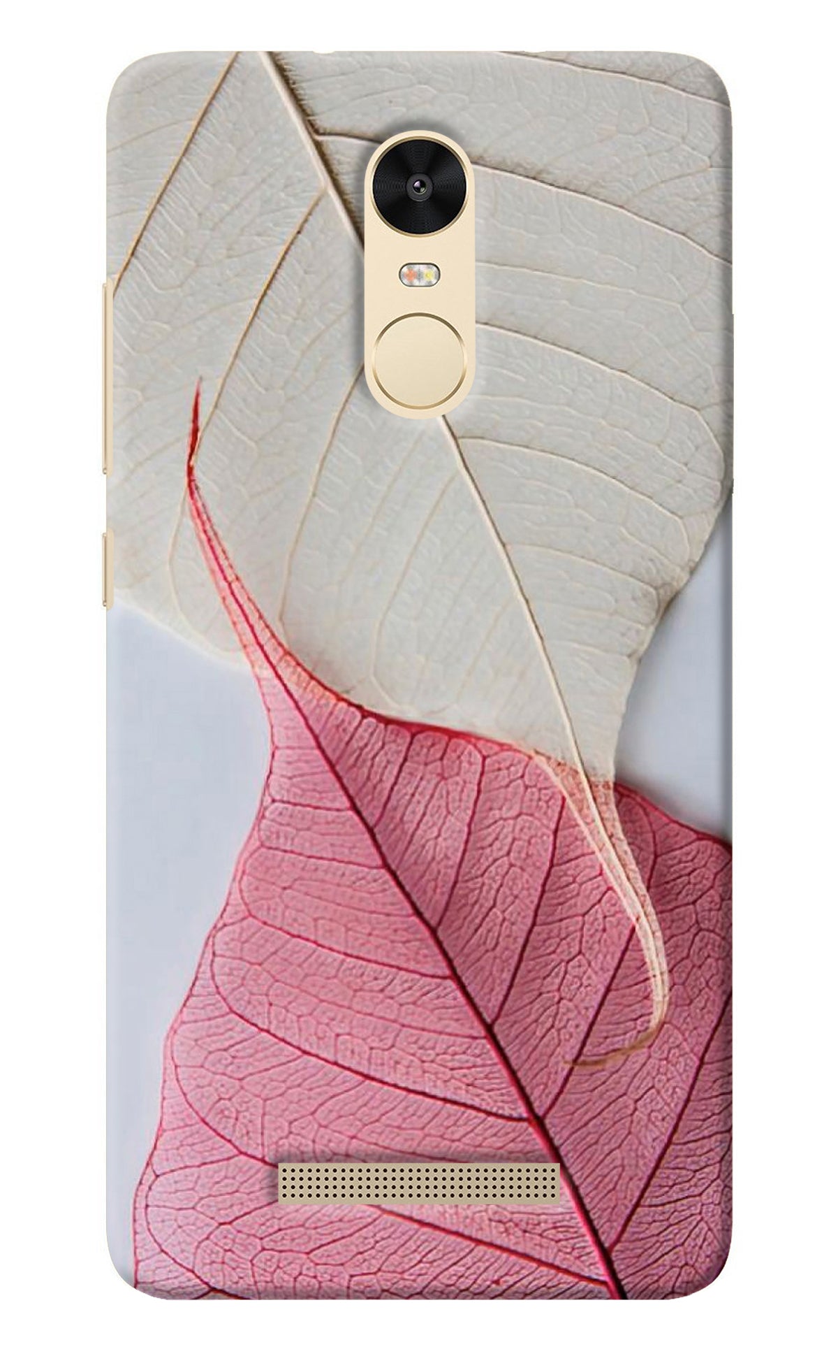 White Pink Leaf Redmi Note 3 Back Cover