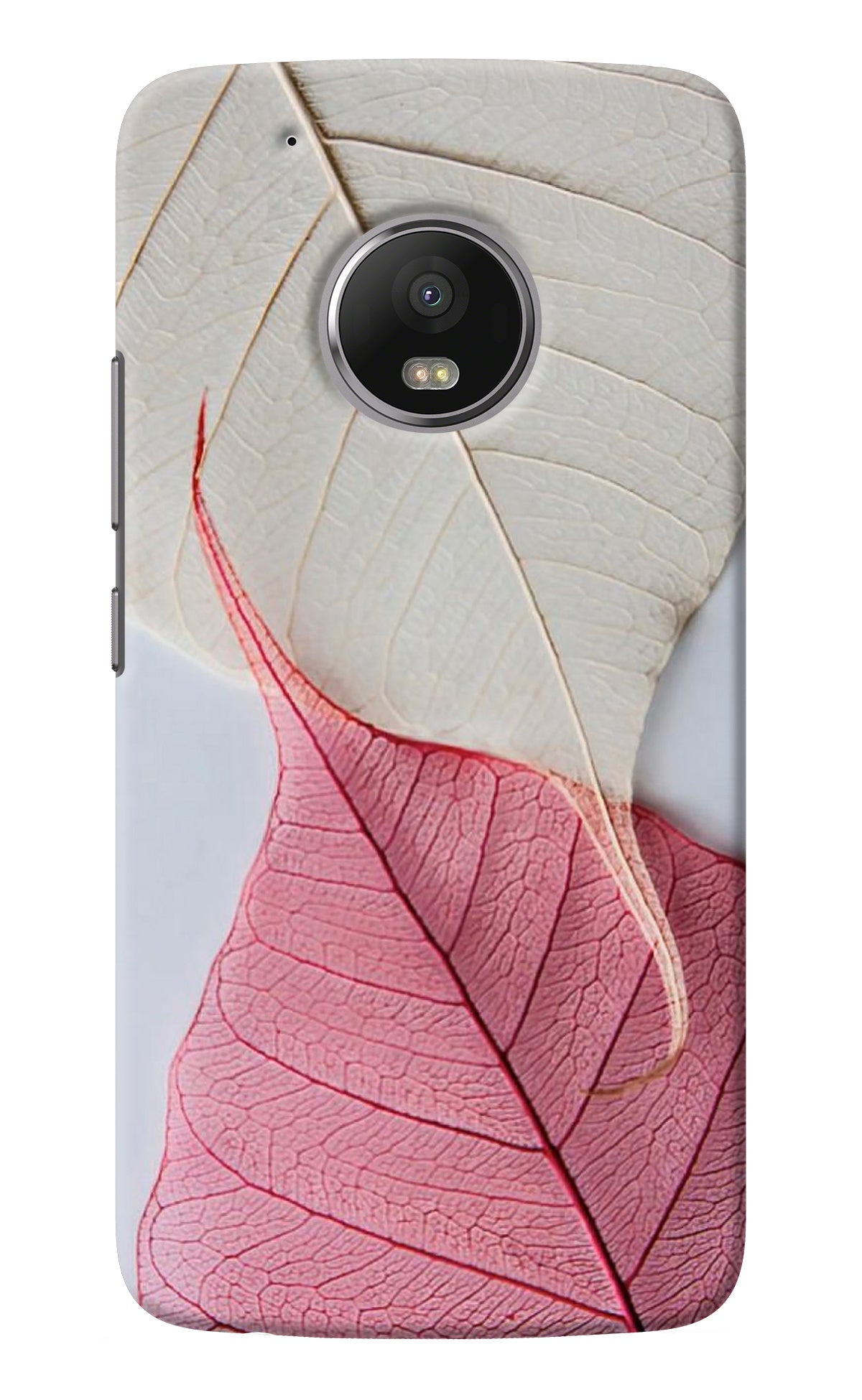 White Pink Leaf Moto G5 plus Back Cover