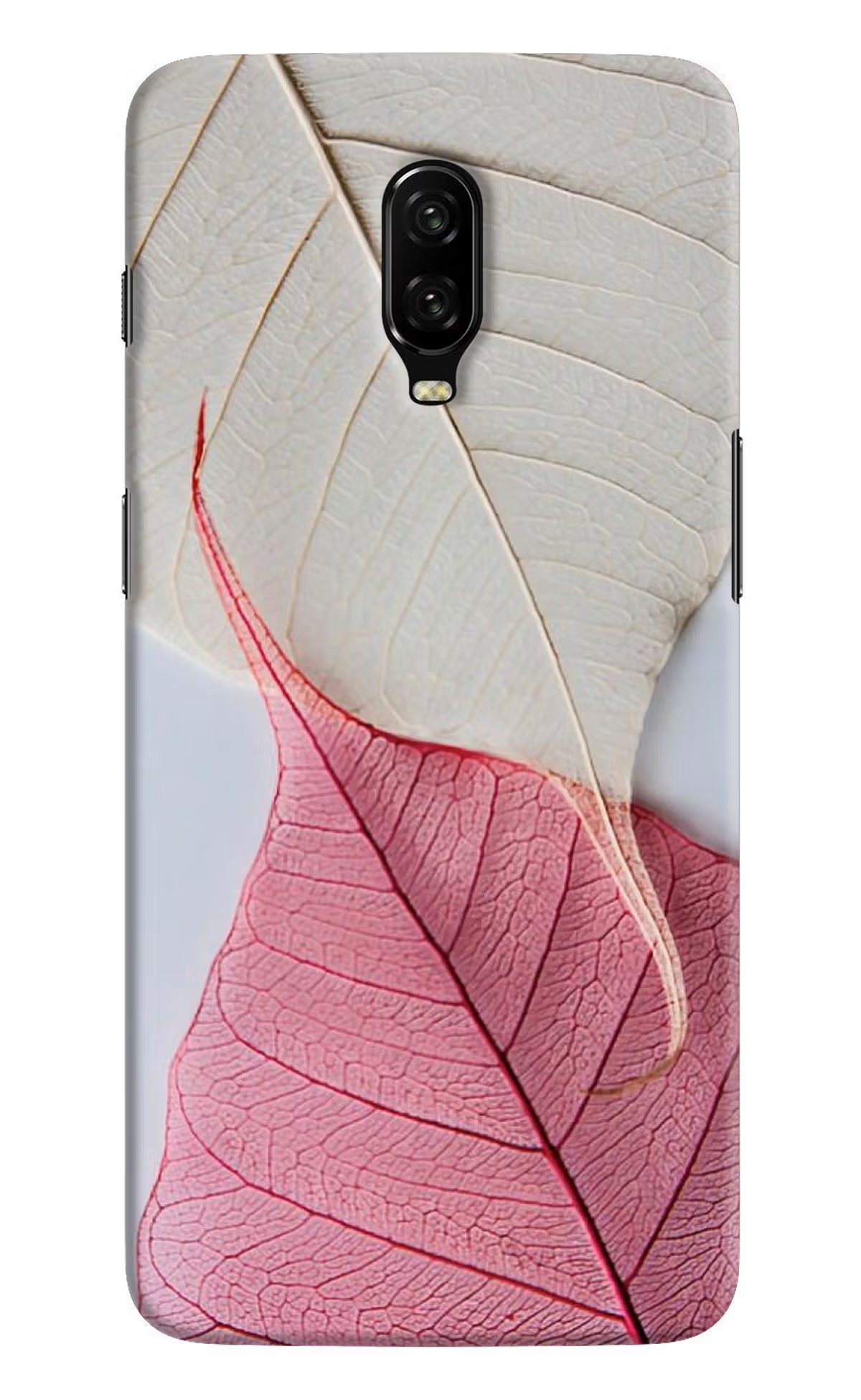 White Pink Leaf Case for Oneplus 6T by Casekaro