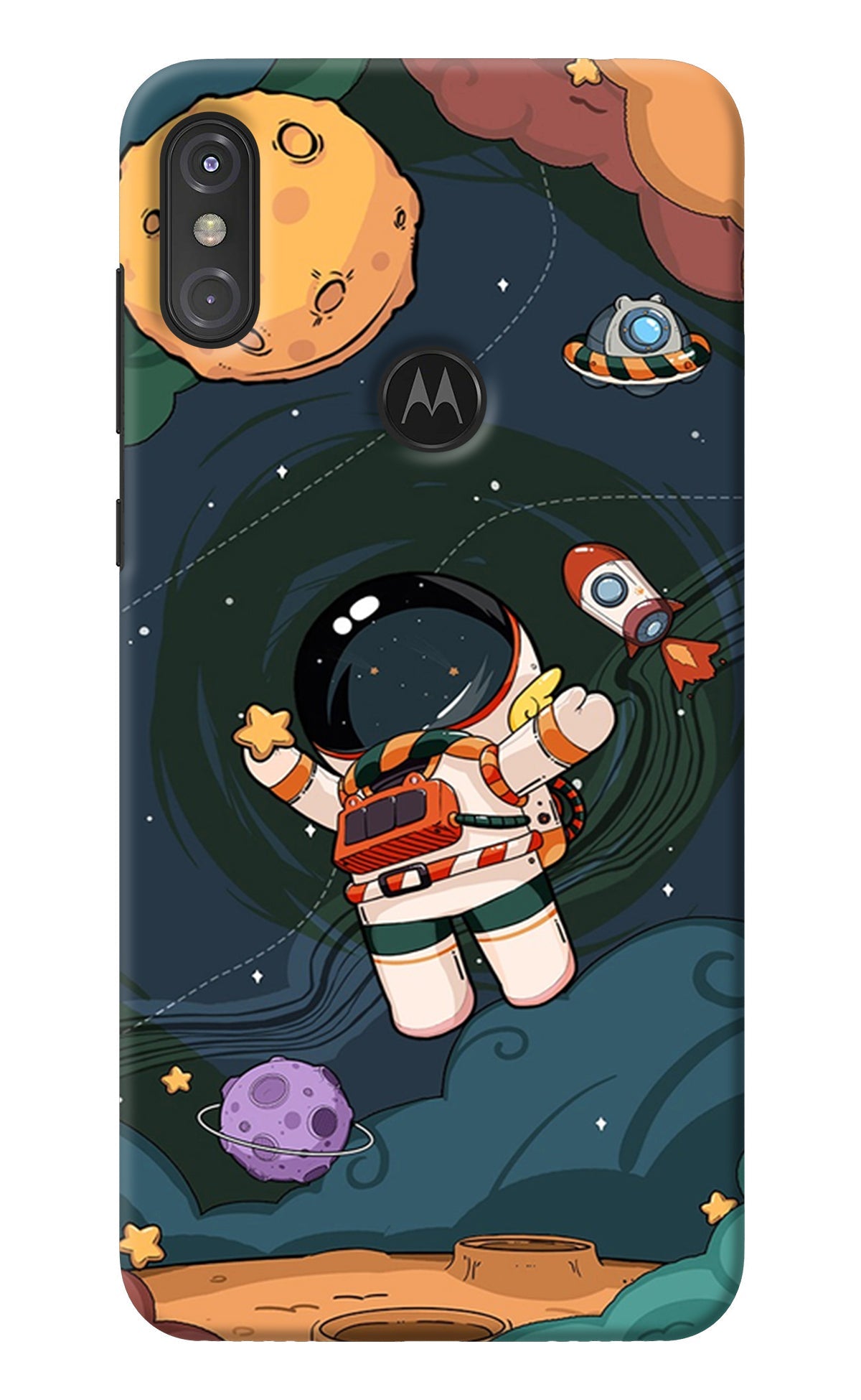 Cartoon Astronaut Moto One Power Back Cover