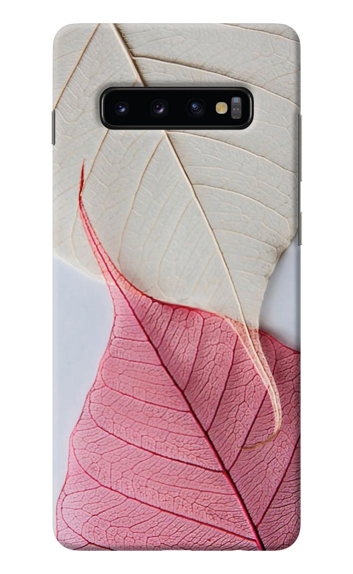 White Pink Leaf Samsung S10 Plus Back Cover