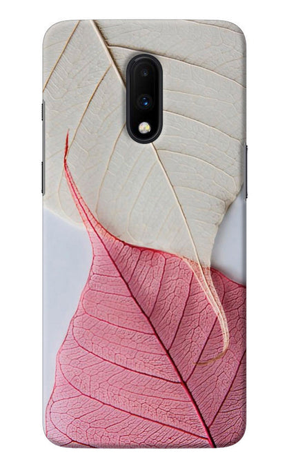 White Pink Leaf Oneplus 7 Back Cover