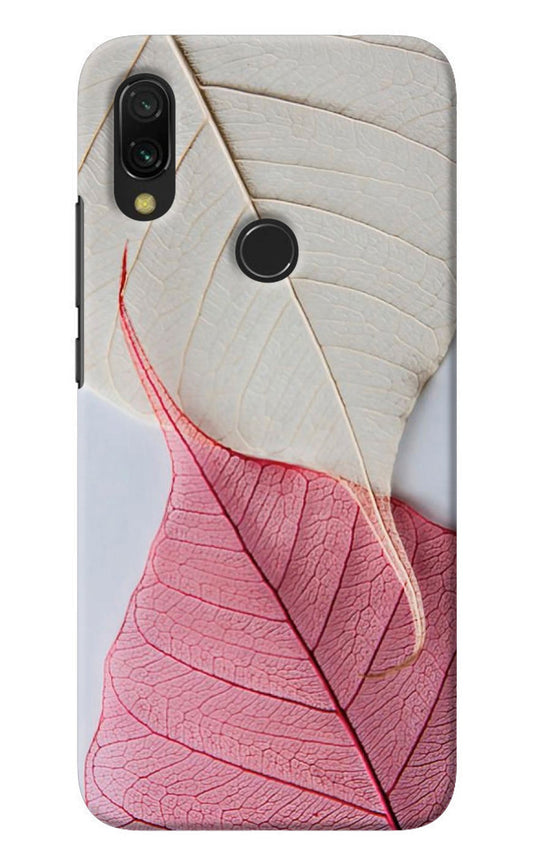 White Pink Leaf Redmi Y3 Back Cover