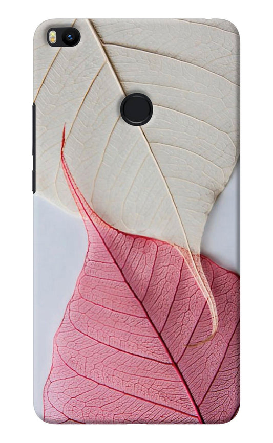 White Pink Leaf Mi Max 2 Back Cover