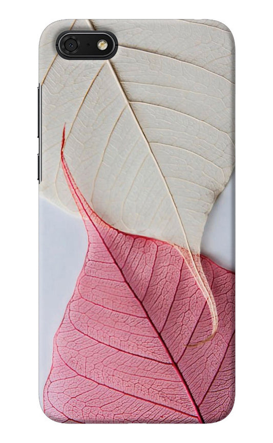 White Pink Leaf Honor 7S Back Cover