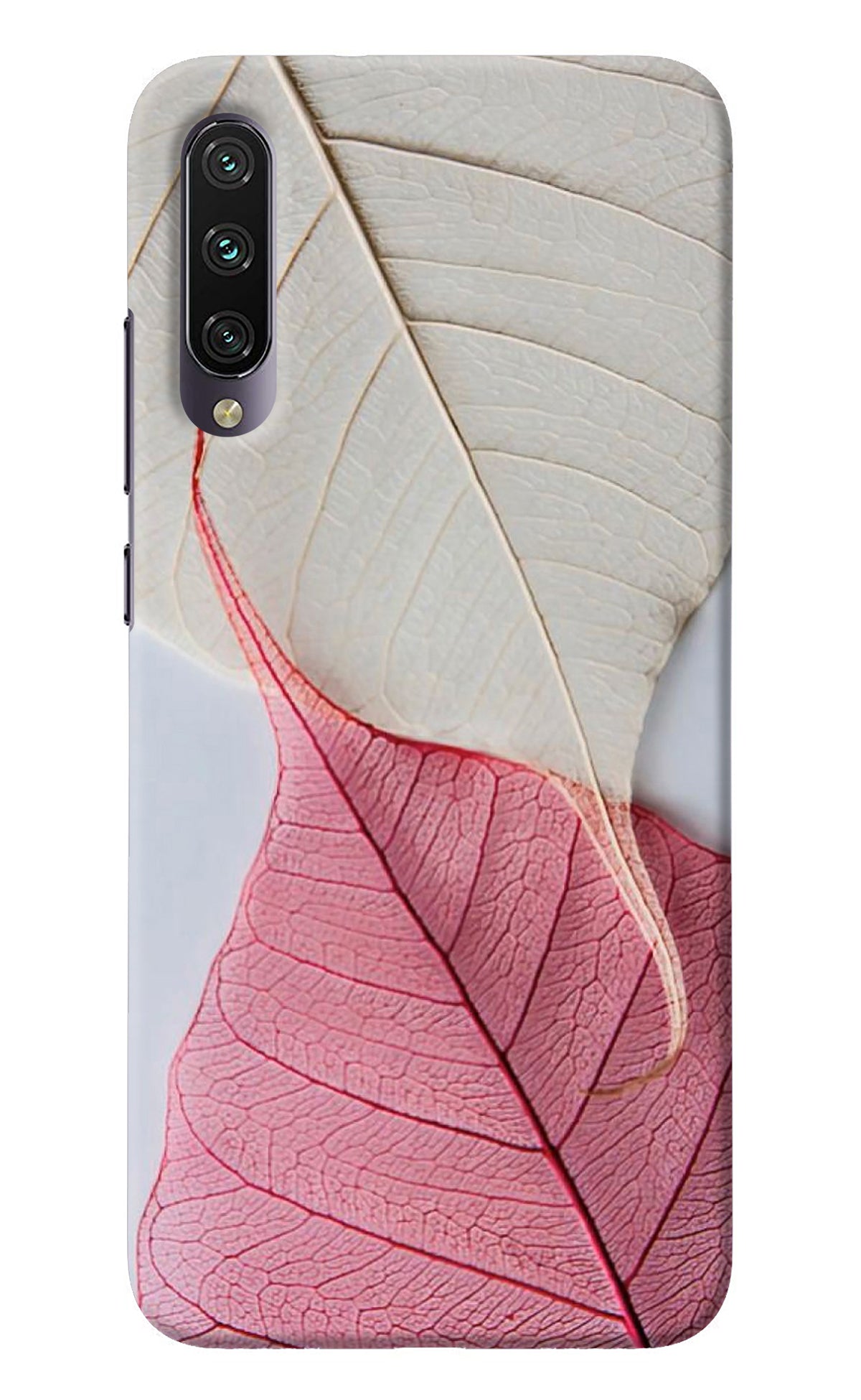 White Pink Leaf Mi A3 Back Cover