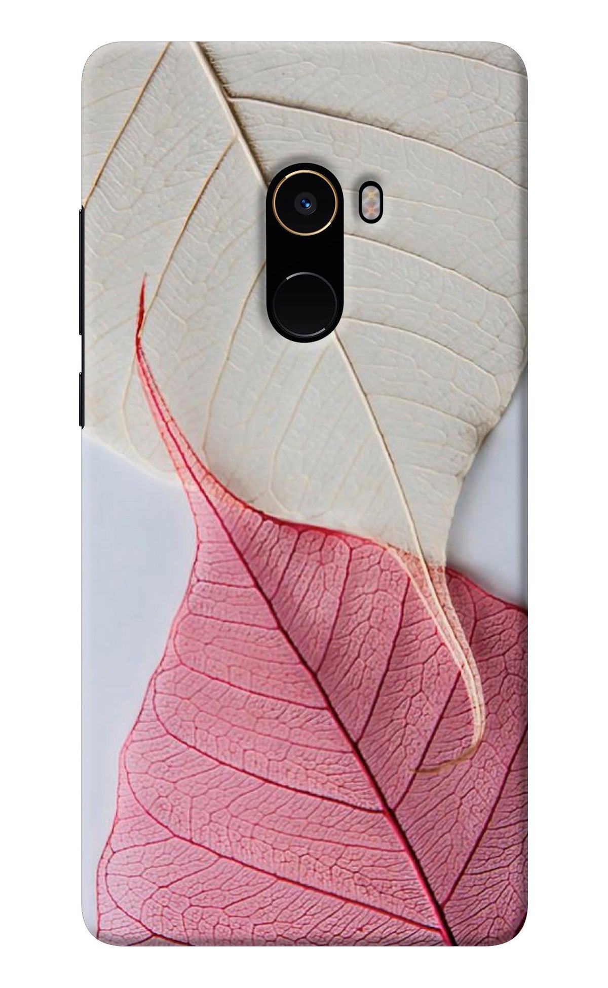 White Pink Leaf Mi Mix 2 Back Cover