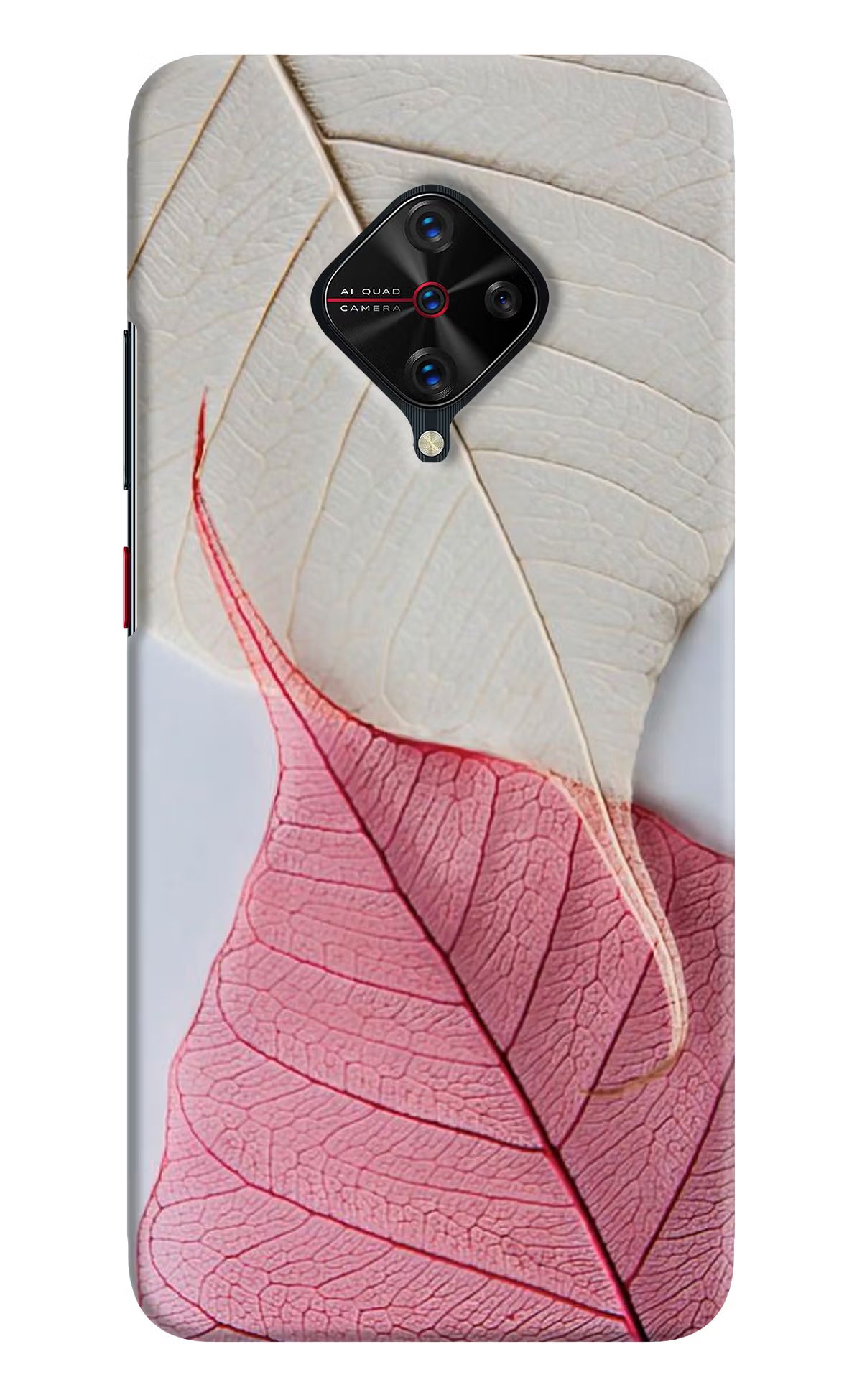White Pink Leaf Case for Vivo S1 Pro by Casekaro