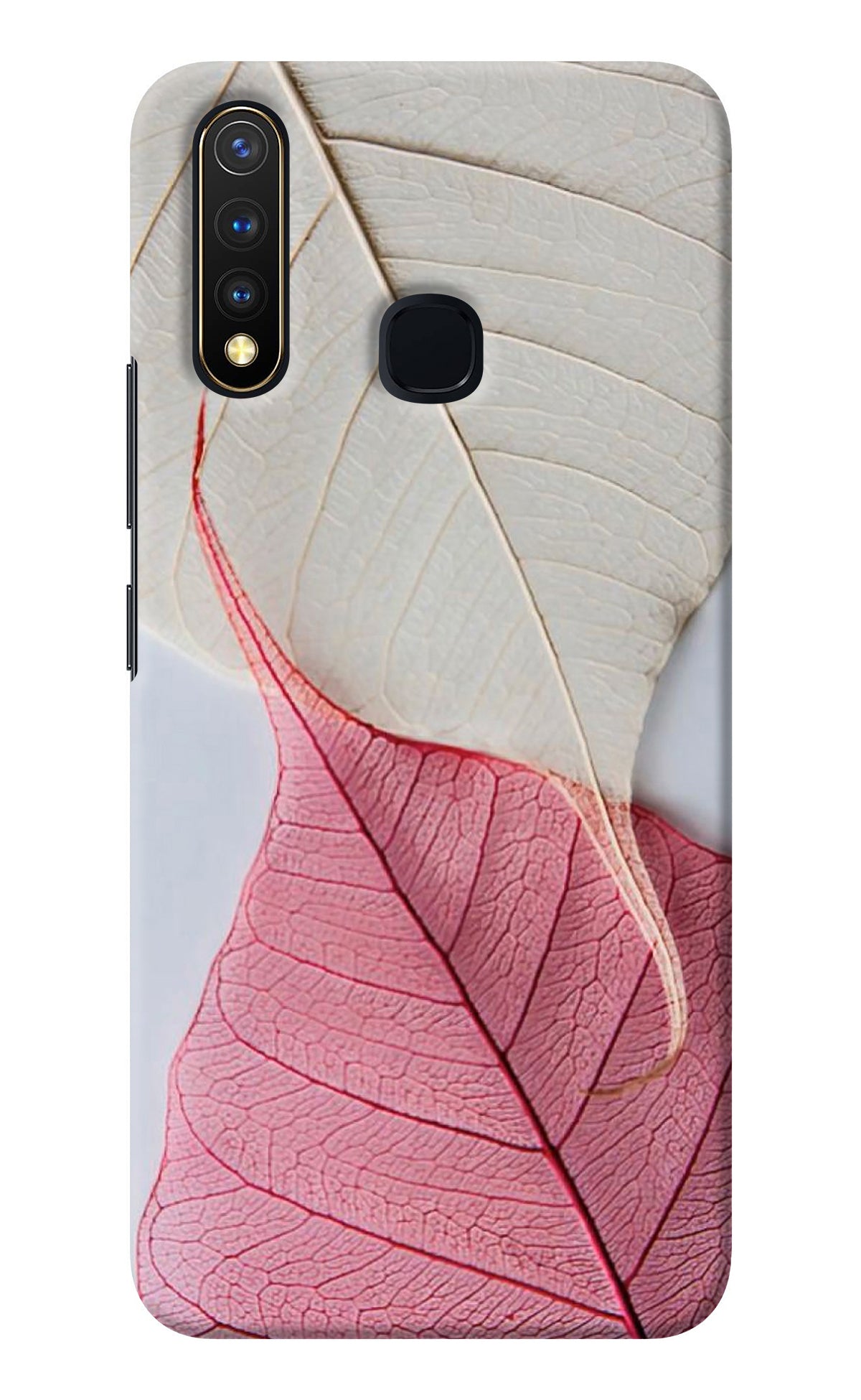 White Pink Leaf Vivo Y19/U20 Back Cover