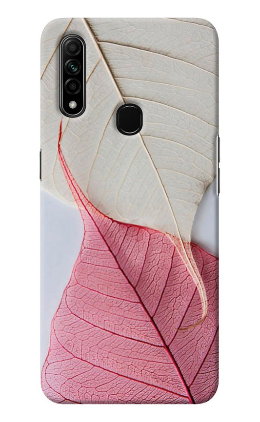 White Pink Leaf Oppo A31 Back Cover