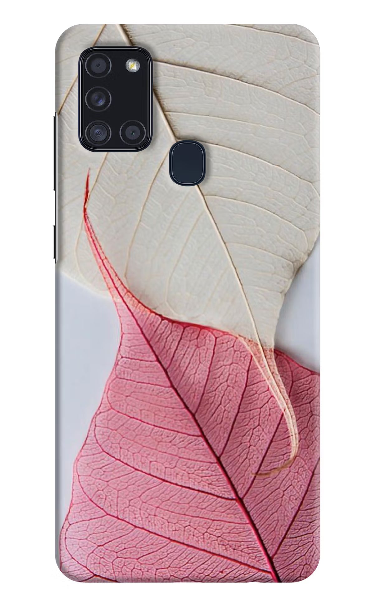 White Pink Leaf Case for Samsung A21s by Casekaro