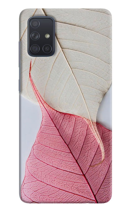 White Pink Leaf Case for Samsung A71 by Casekaro