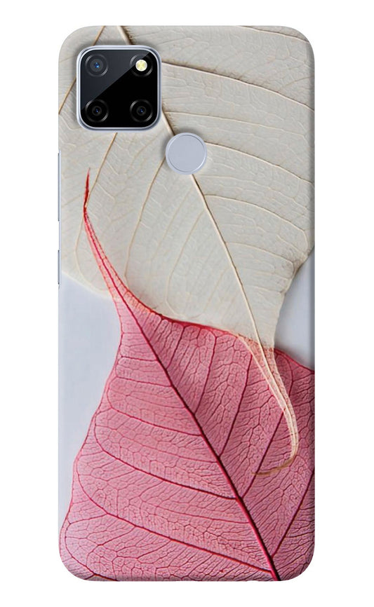 White Pink Leaf Realme C12/Narzo 20 Back Cover