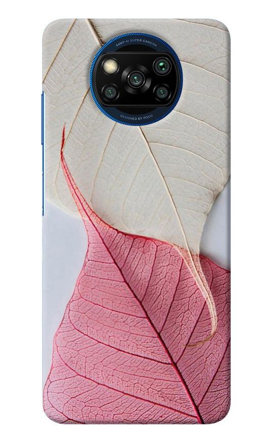 White Pink Leaf Poco X3/X3 Pro Back Cover