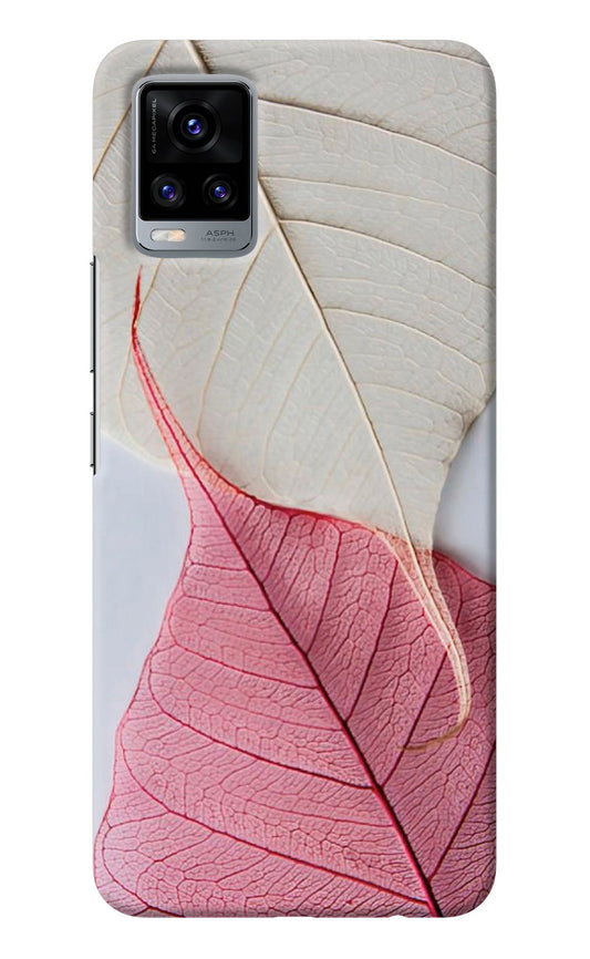 White Pink Leaf Vivo V20 Back Cover