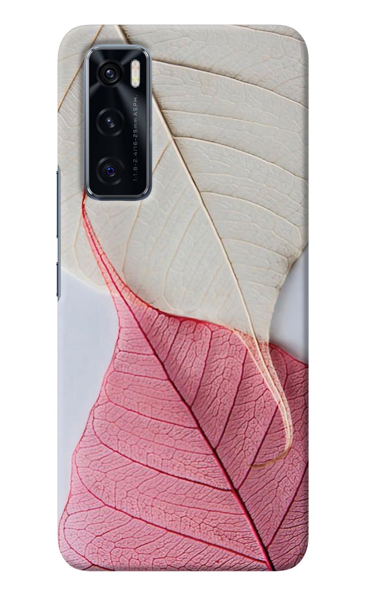 White Pink Leaf Vivo V20 SE Back Cover