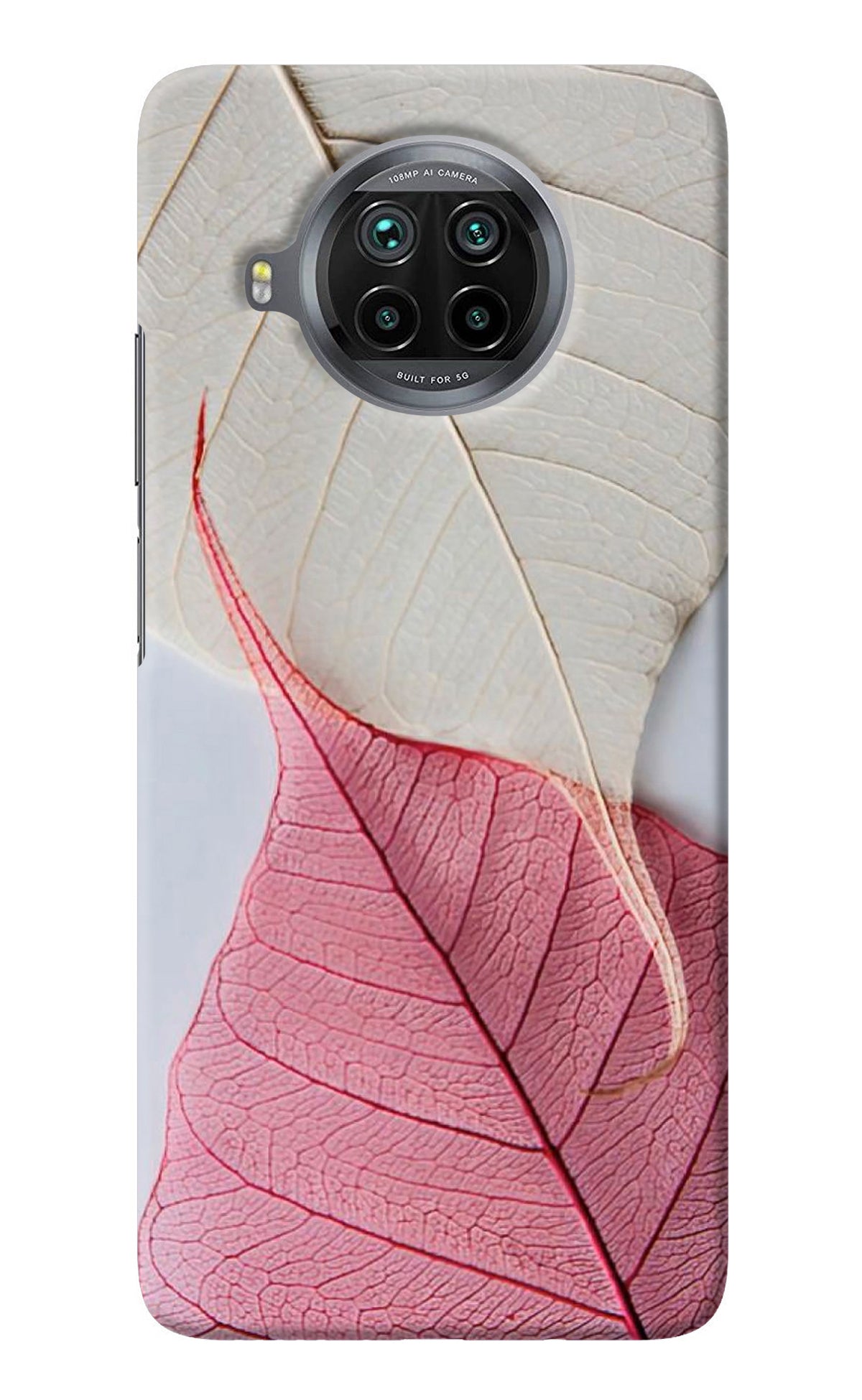 White Pink Leaf Mi 10i Back Cover