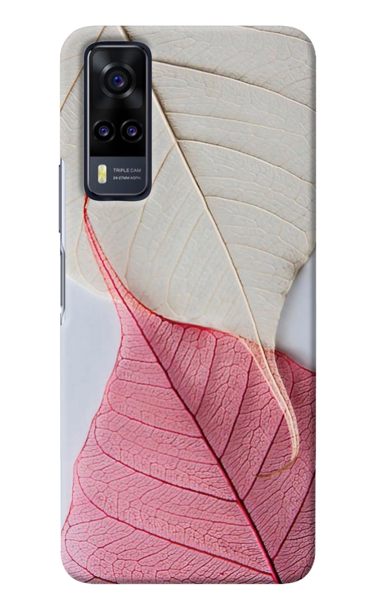 White Pink Leaf Vivo Y31 Back Cover