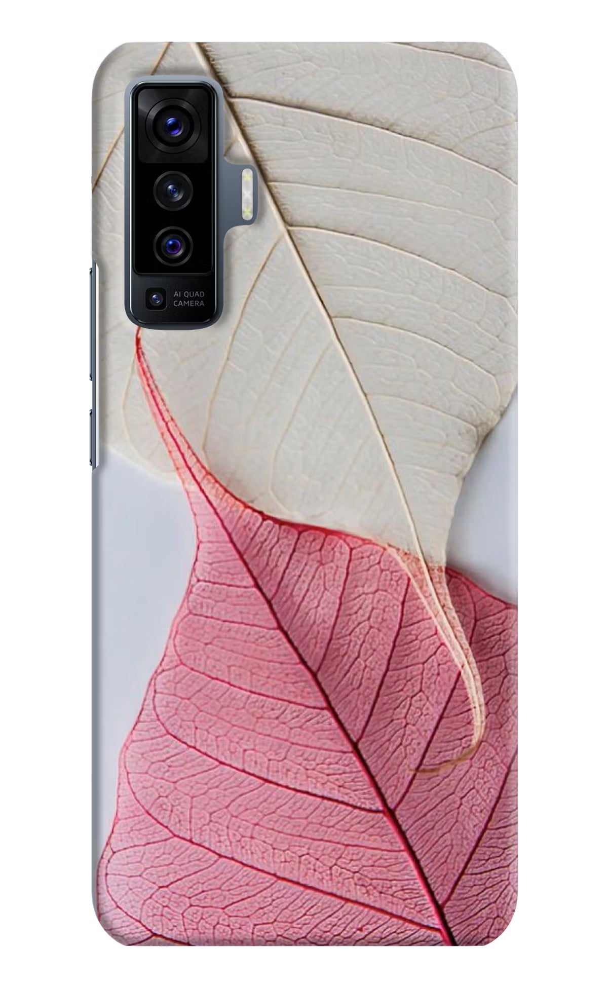 White Pink Leaf Case for Vivo X50 by Casekaro