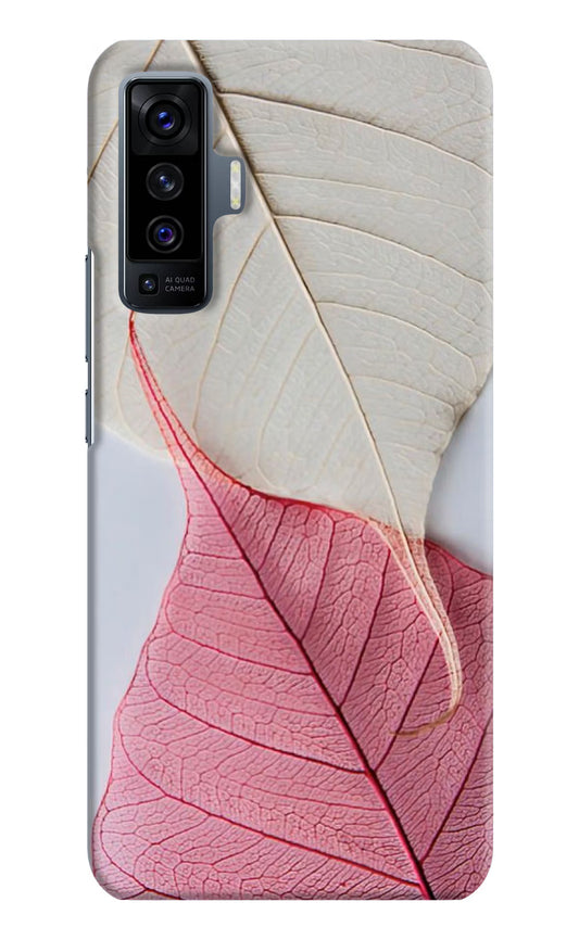 White Pink Leaf Case for Vivo X50 by Casekaro