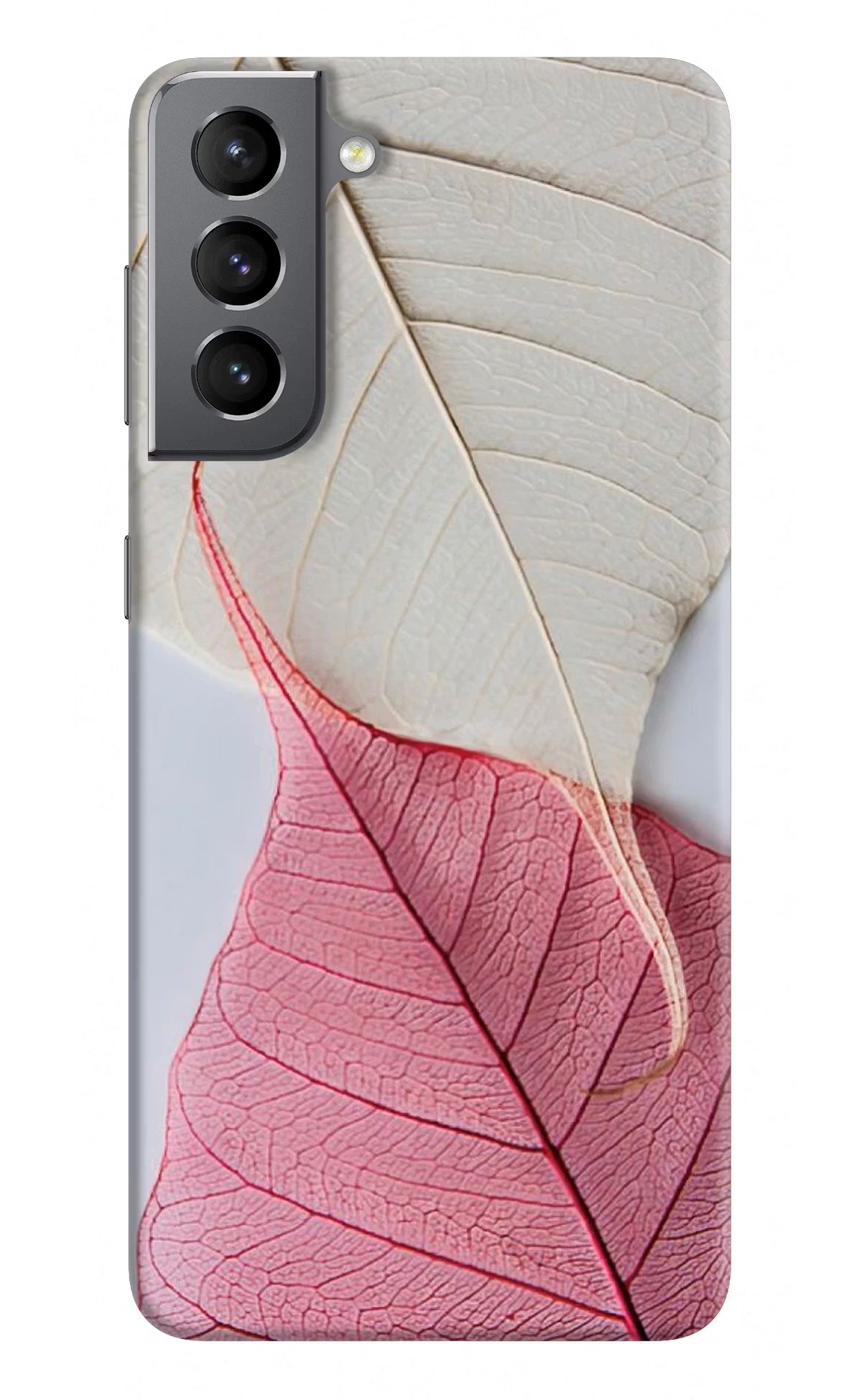White Pink Leaf Case for Samsung S21 Plus by Casekaro
