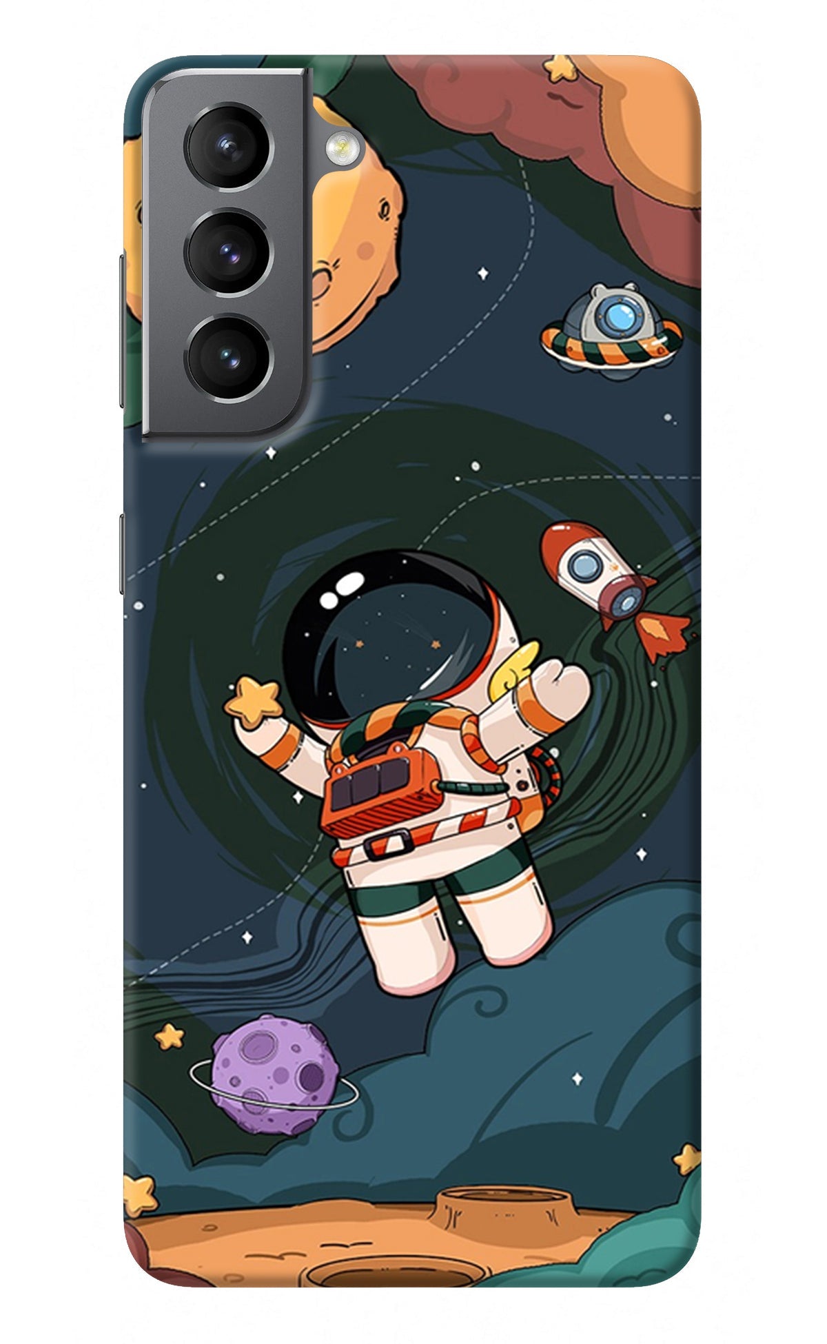 Cartoon Astronaut Samsung S21 Plus Back Cover