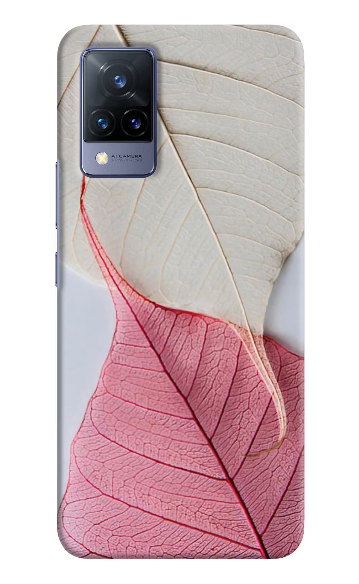 White Pink Leaf Case for Vivo V21 by Casekaro