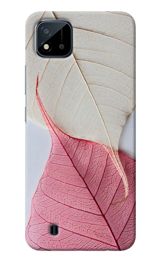 White Pink Leaf Realme C20 Back Cover