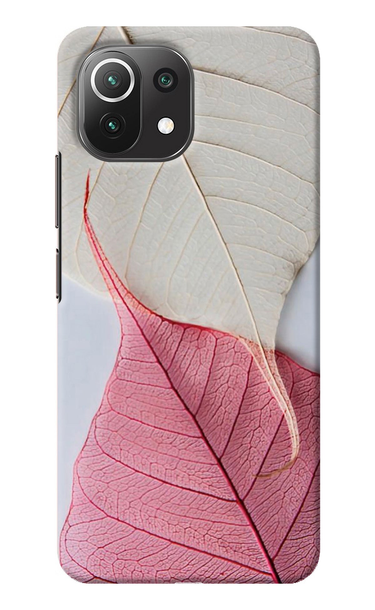 White Pink Leaf Mi 11 Lite Back Cover