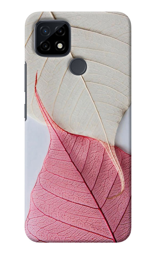 White Pink Leaf Realme C21 Back Cover