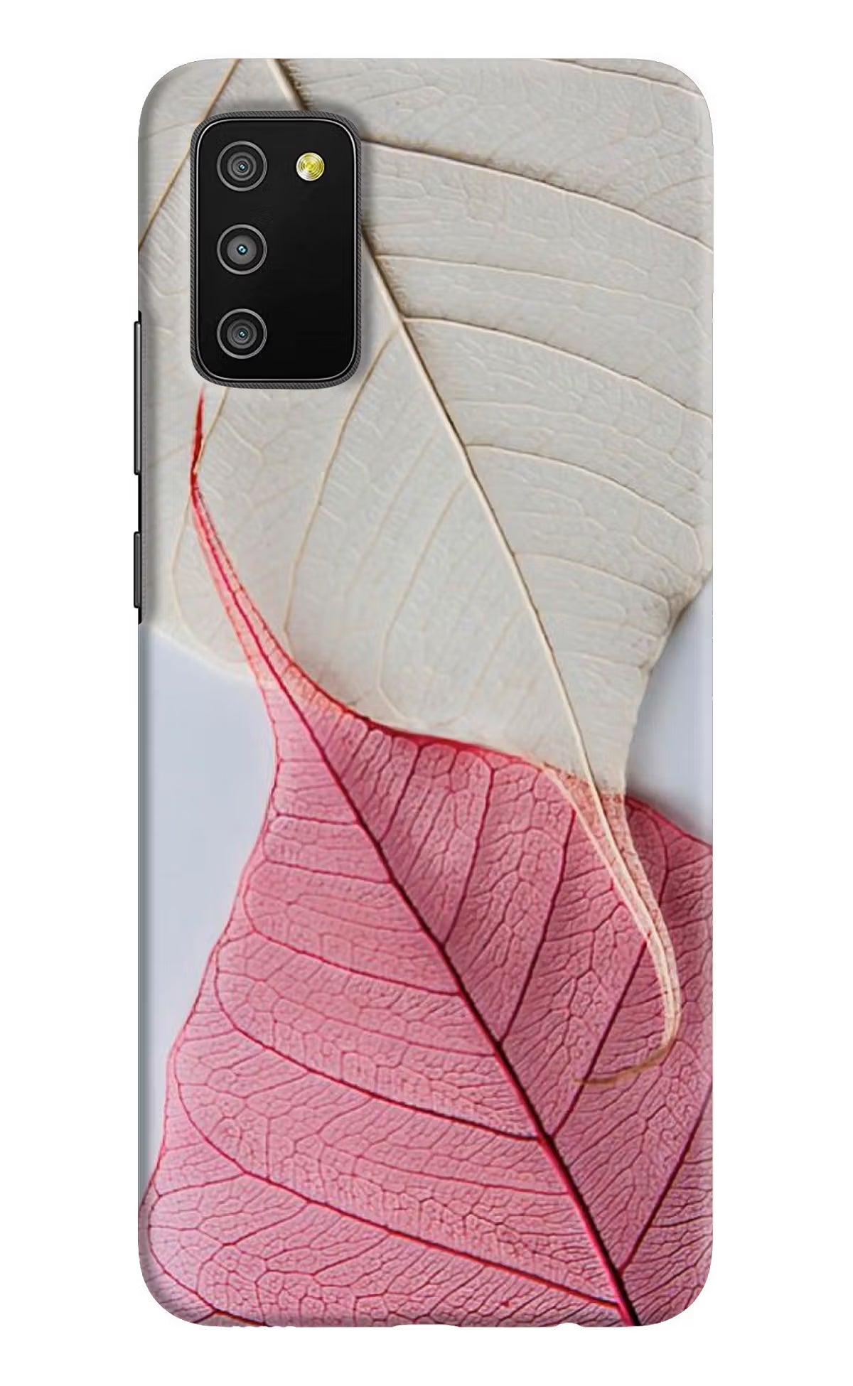 White Pink Leaf Case for Samsung M02s by Casekaro