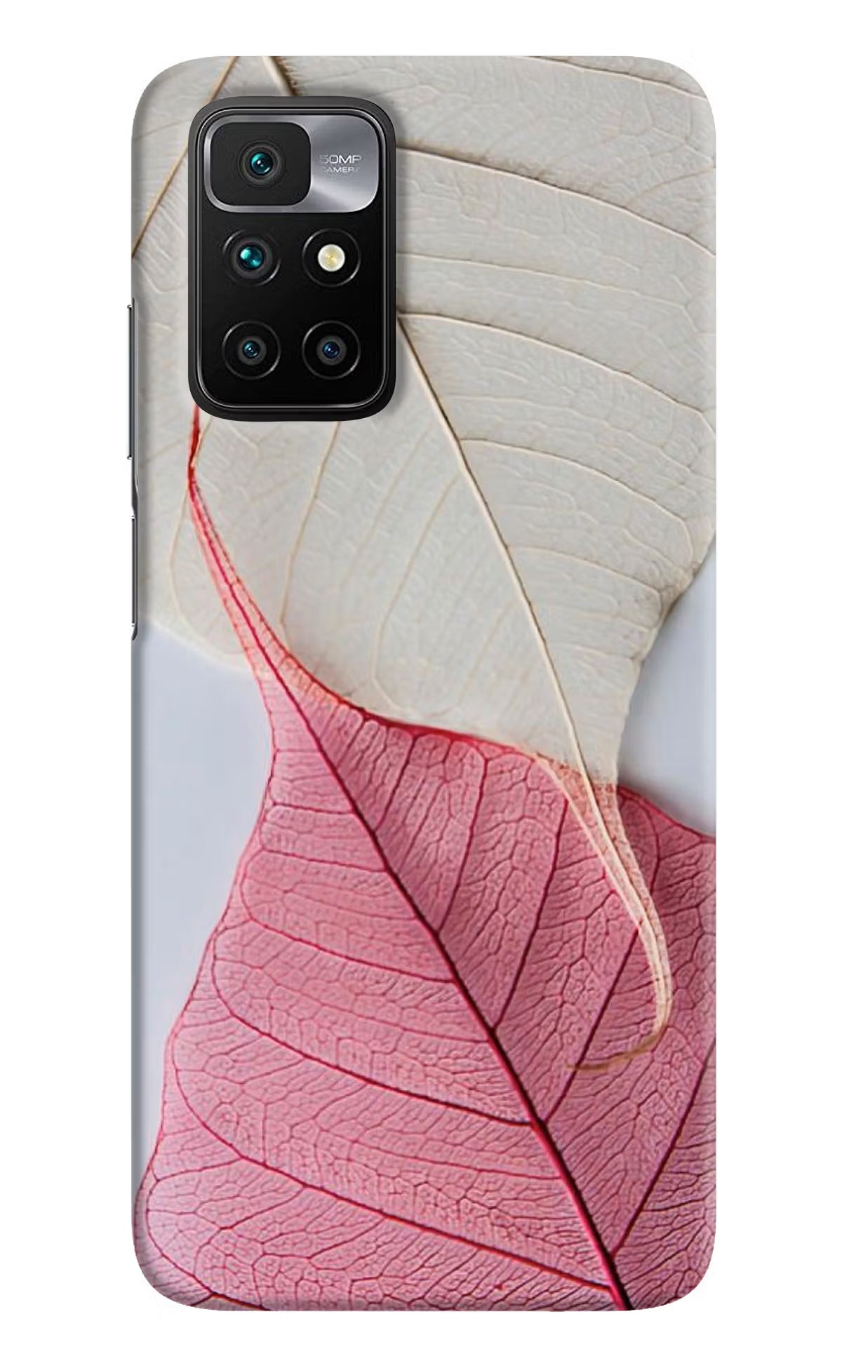 White Pink Leaf Case for Redmi 10 Prime by Casekaro