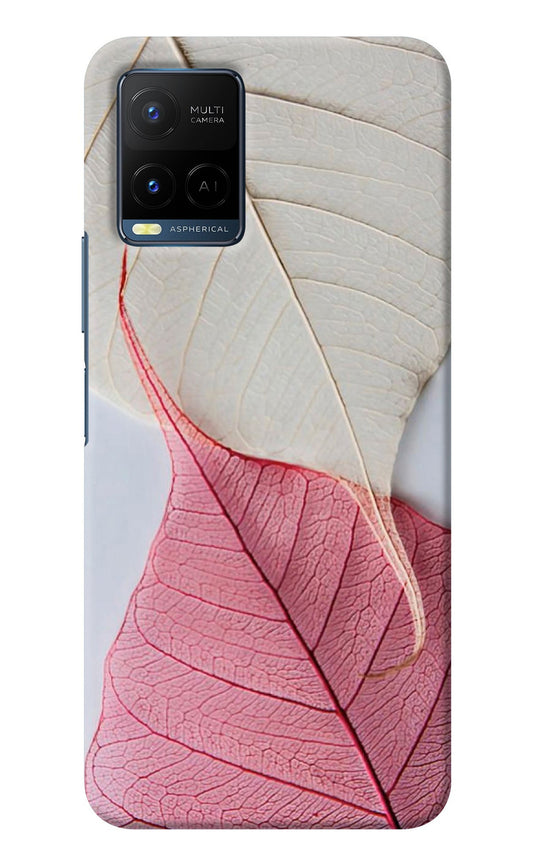 White Pink Leaf Vivo Y21/Y21s/Y33s Back Cover