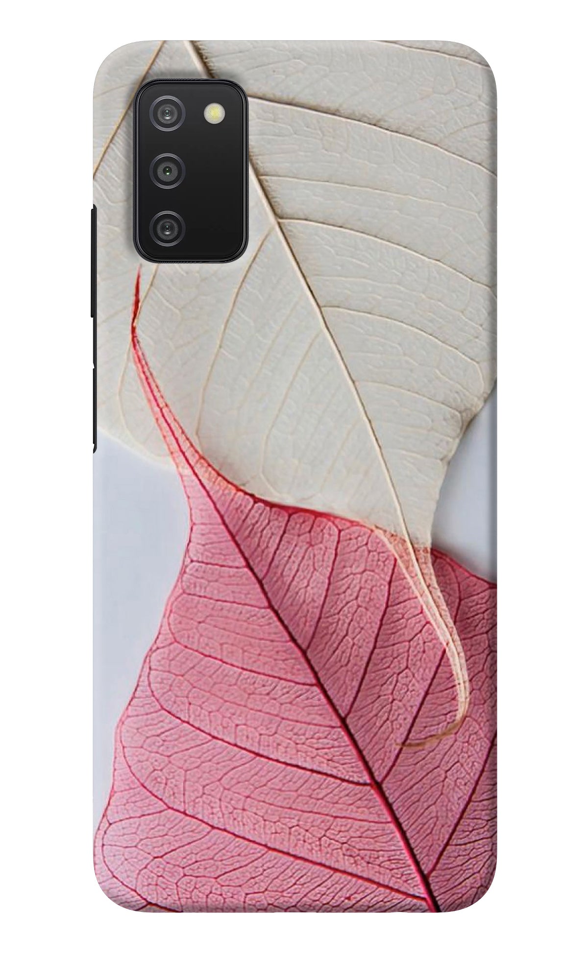 White Pink Leaf Samsung A03s Back Cover