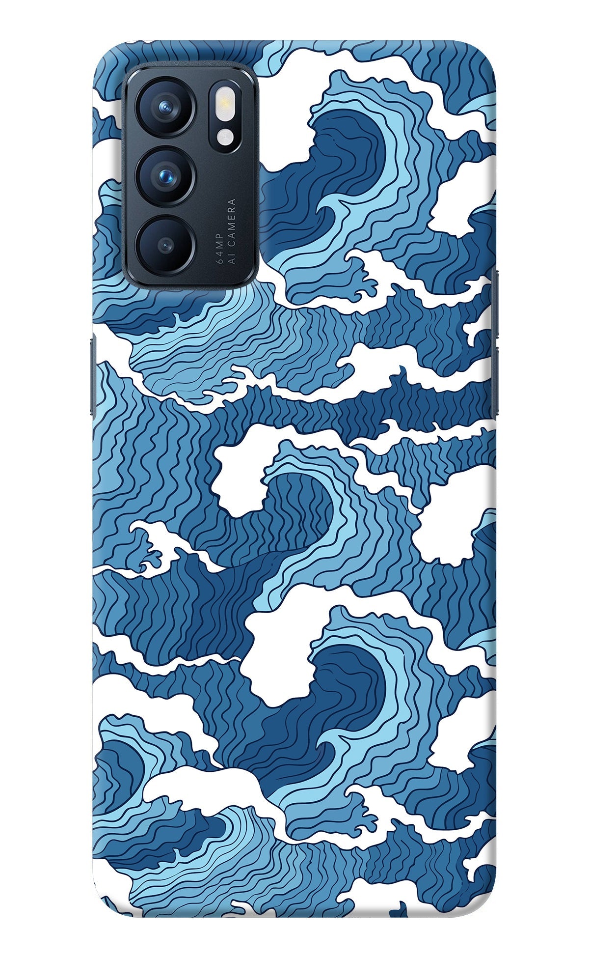 Blue Waves Oppo Reno6 5G Back Cover