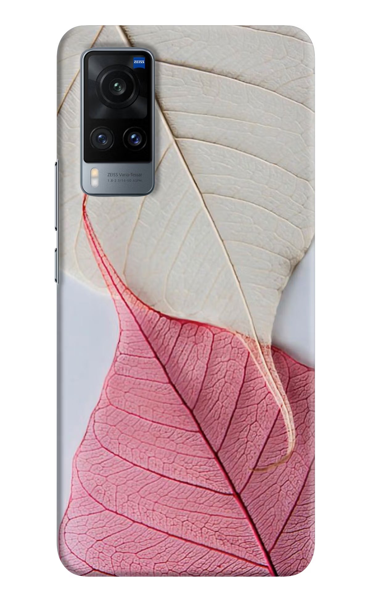 White Pink Leaf Case for Vivo X60 by Casekaro
