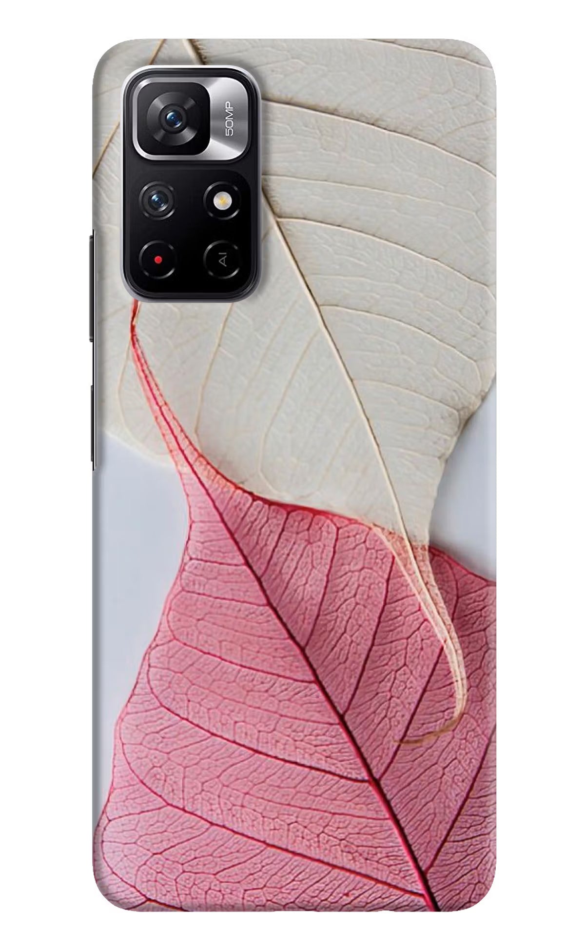White Pink Leaf Case for Redmi Note 11T 5G by Casekaro