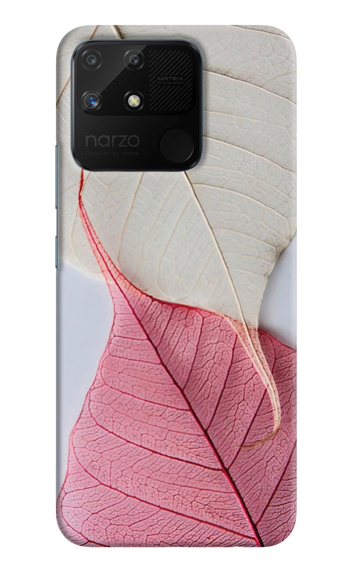 White Pink Leaf Case for Realme Narzo 50A by Casekaro