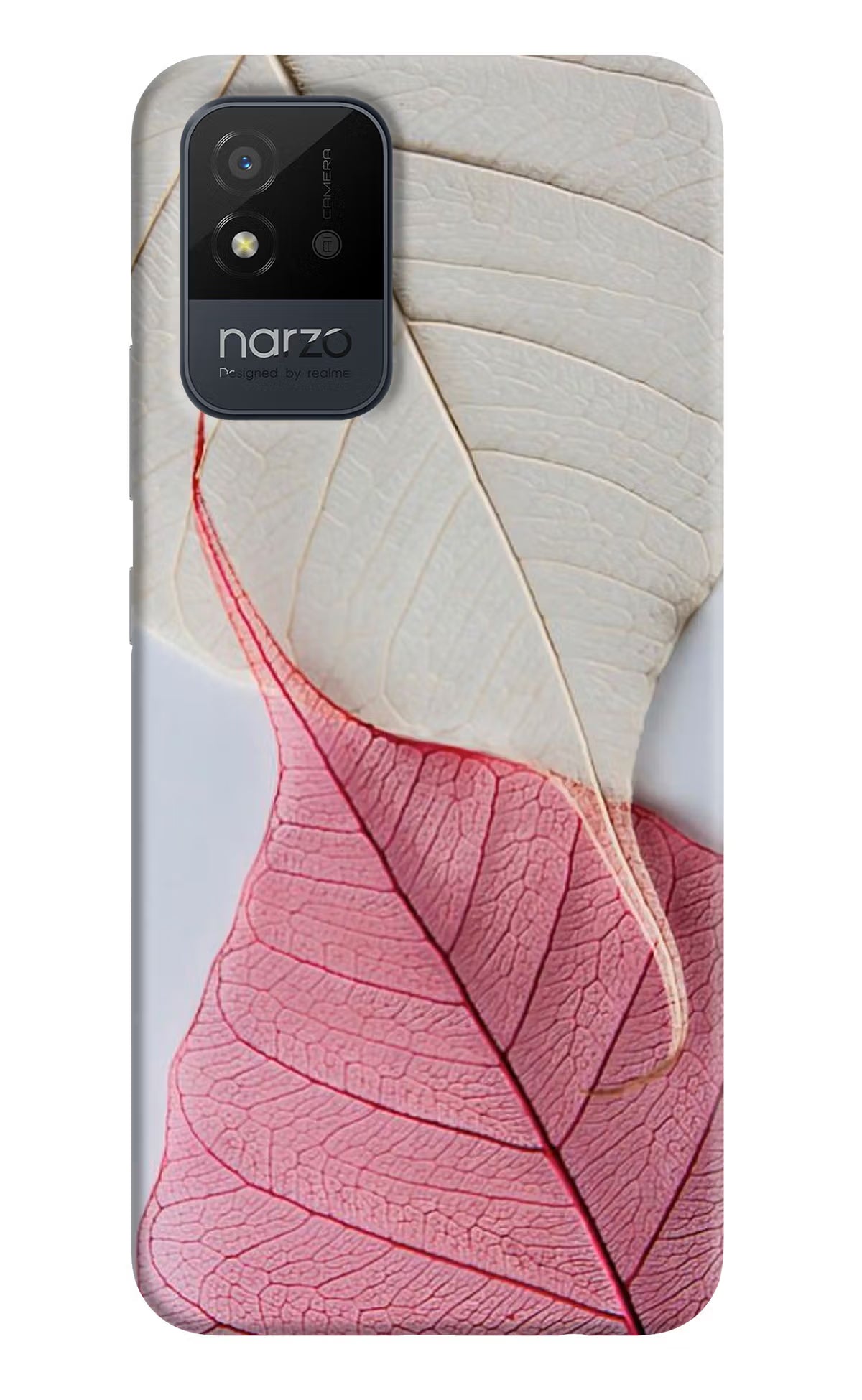 White Pink Leaf Case for Realme Narzo 50i by Casekaro