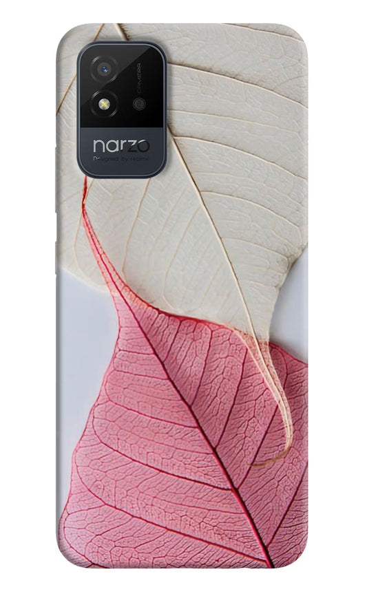 White Pink Leaf Case for Realme Narzo 50i by Casekaro