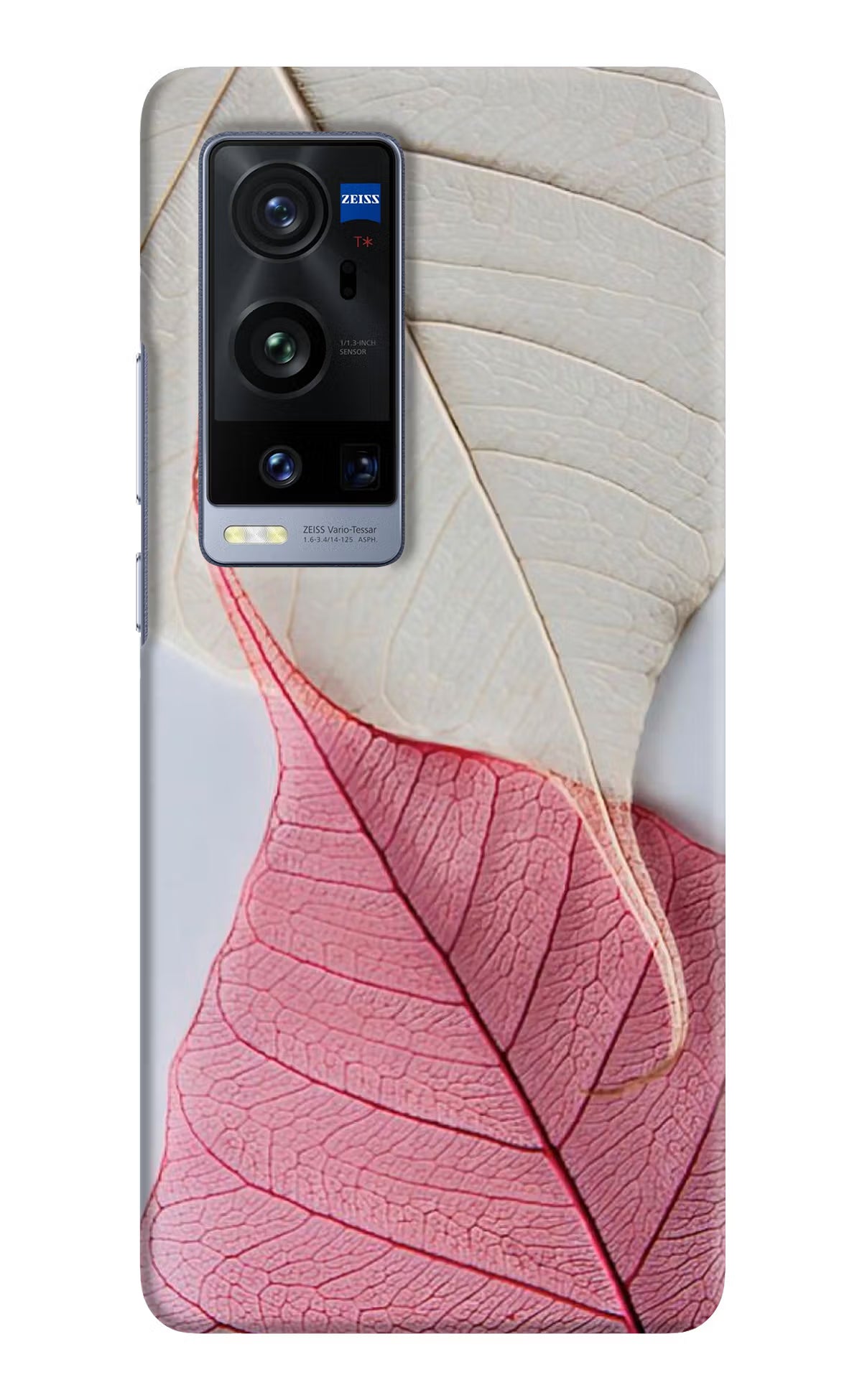 White Pink Leaf Case for Vivo X60 Pro+ by Casekaro