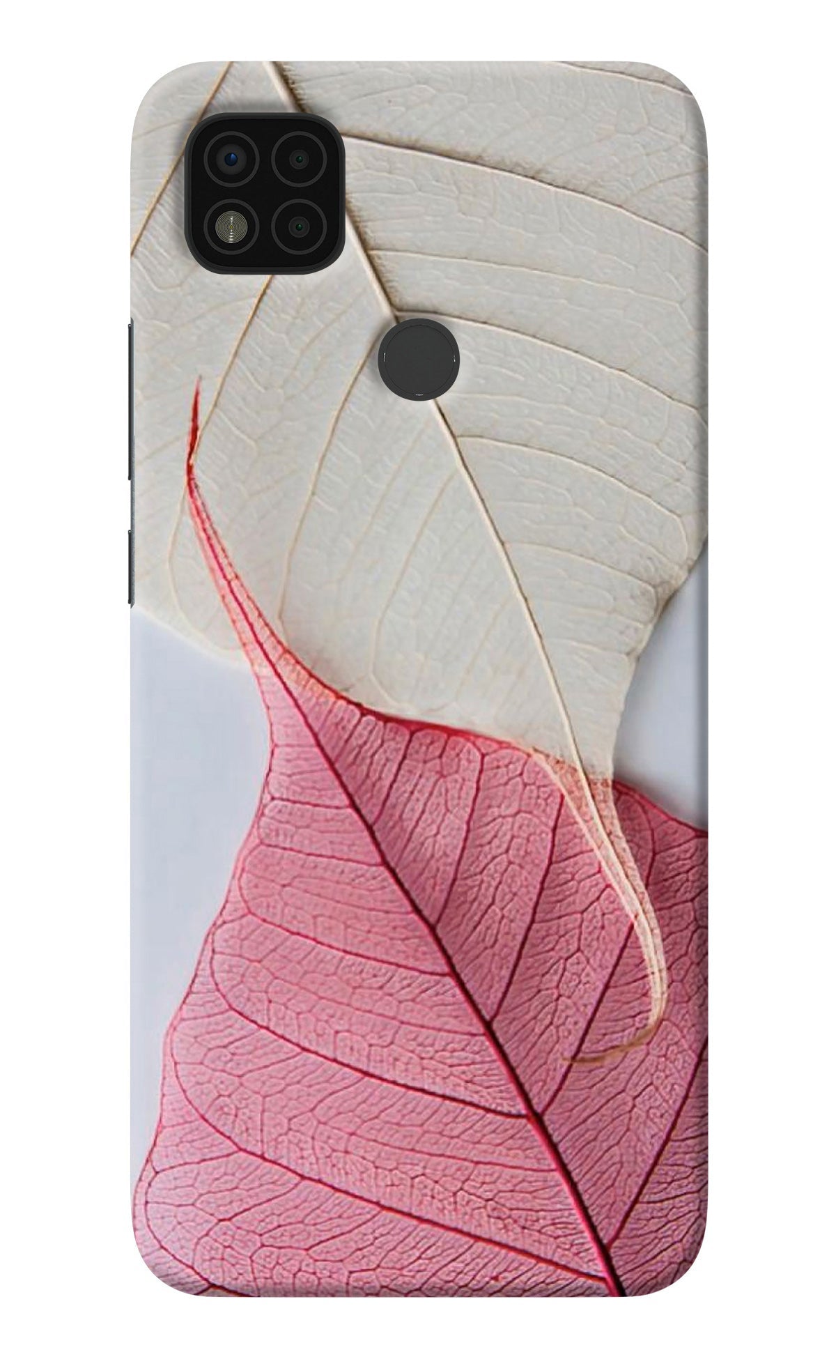 White Pink Leaf Poco C31 Back Cover