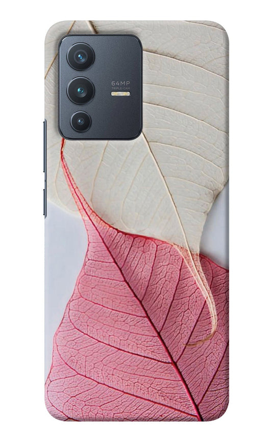 White Pink Leaf Vivo V23 5G Back Cover