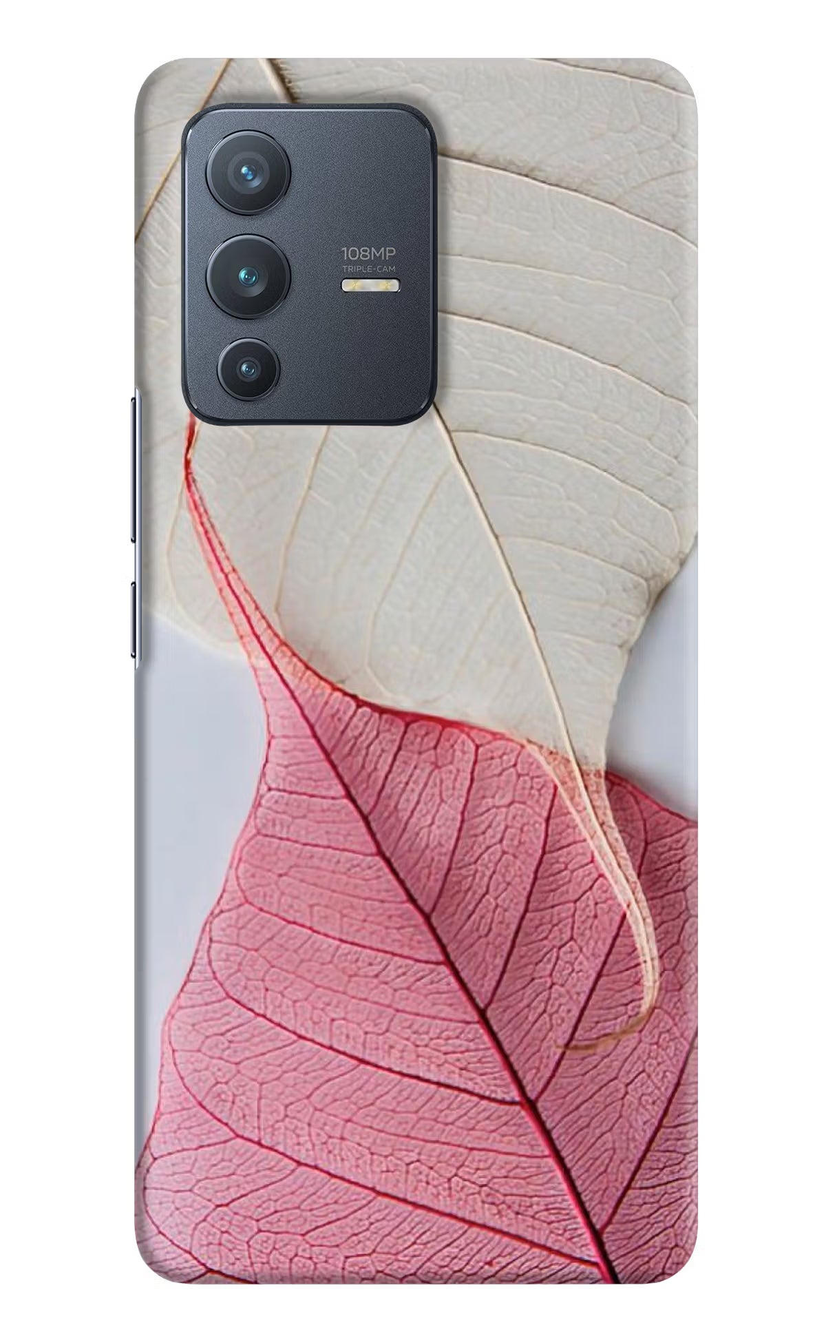 White Pink Leaf Case for Vivo V23 Pro 5G by Casekaro