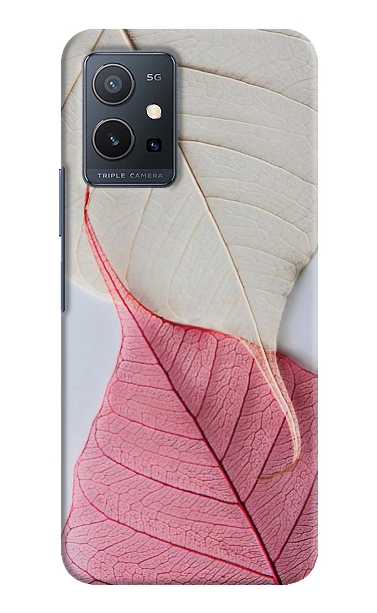 White Pink Leaf Case for IQOO Z6 5G (not 44W) by Casekaro