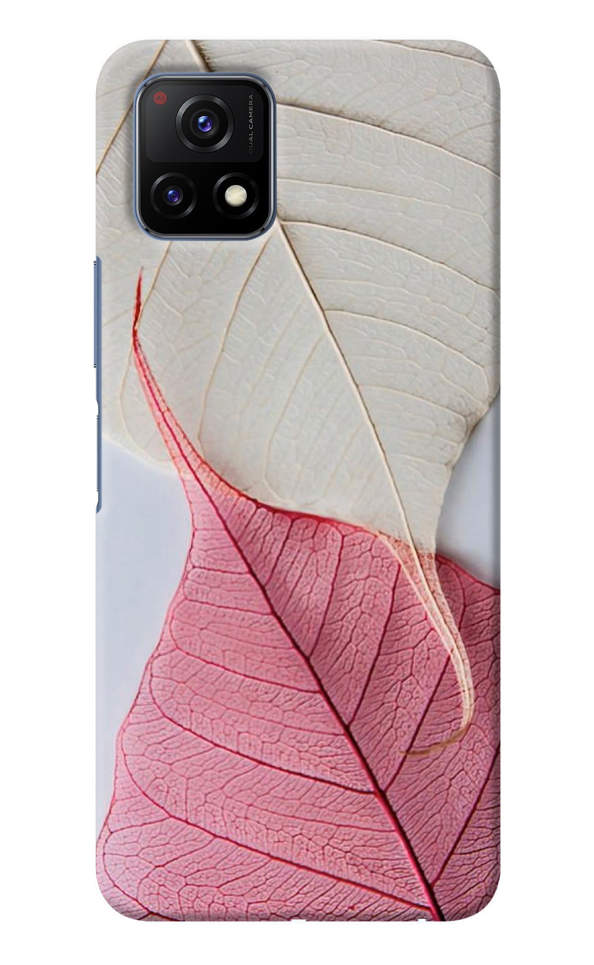 White Pink Leaf Vivo Y72 5G Back Cover