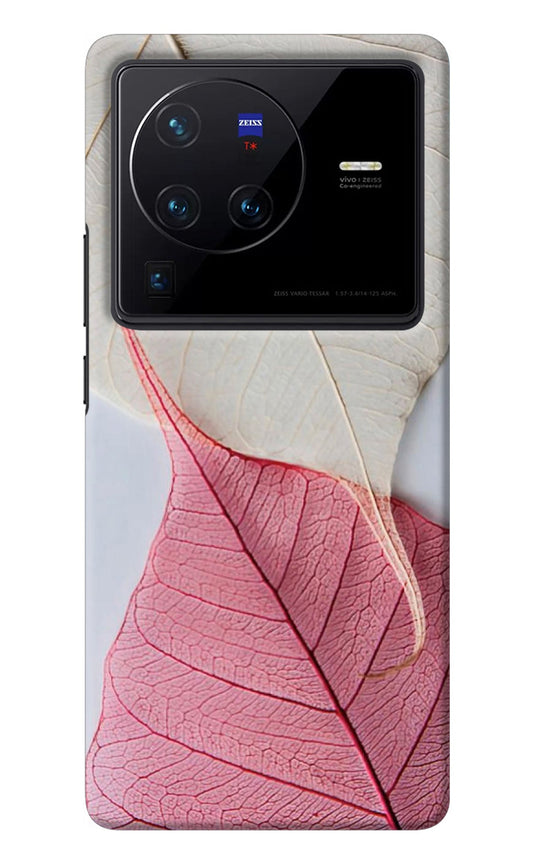 White Pink Leaf Vivo X80 Pro Back Cover